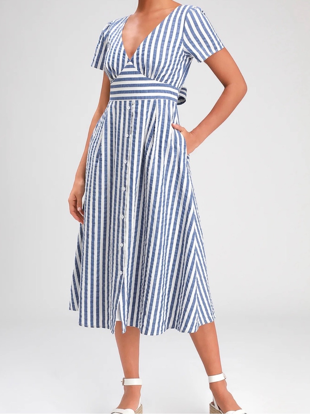 Lulu's White and Blue Striped Sundress